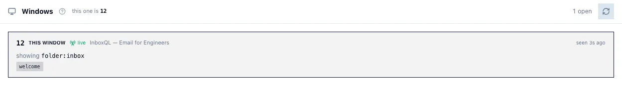 The Windows tab, showing this window and what it is showing